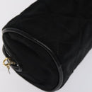 CHANEL Matelasse Fringe Pouch Satin Black Gold CC Auth 123782-16