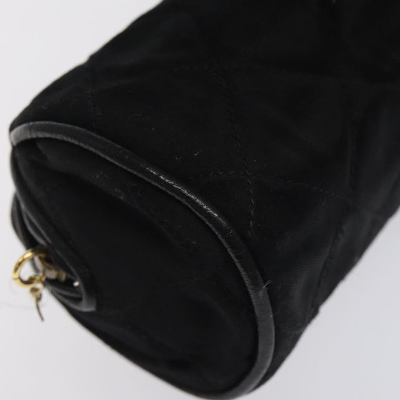 CHANEL Matelasse Fringe Pouch Satin Black Gold CC Auth 123782