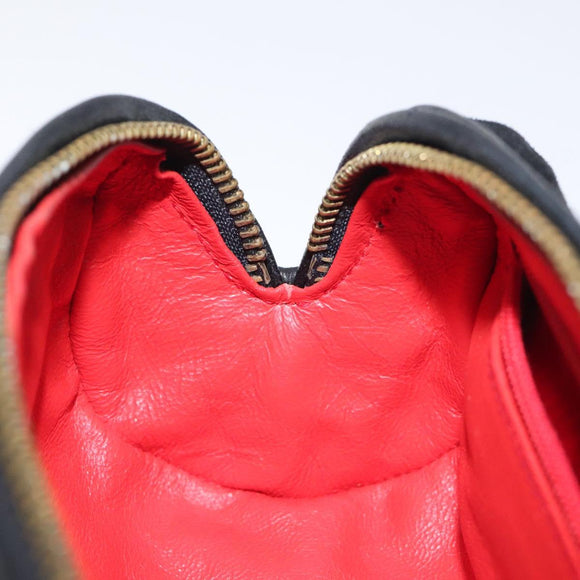 CHANEL Matelasse Fringe Pouch Satin Black Gold CC Auth 123782