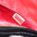 CHANEL Matelasse Fringe Pouch Satin Black Gold CC Auth 123782-10