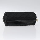 CHANEL Matelasse Fringe Pouch Satin Black Gold CC Auth 123782-5
