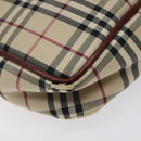 BURBERRY Nova Check Shoulder Bag Canvas Beige Gold Auth 123788-14