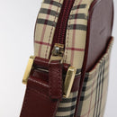 BURBERRY Nova Check Shoulder Bag Canvas Beige Gold Auth 123788-10