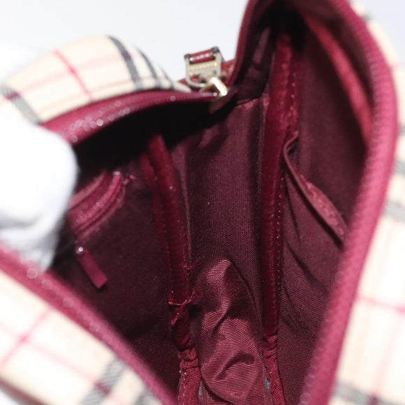 BURBERRY Nova Check Shoulder Bag Canvas Beige Gold Auth 123788