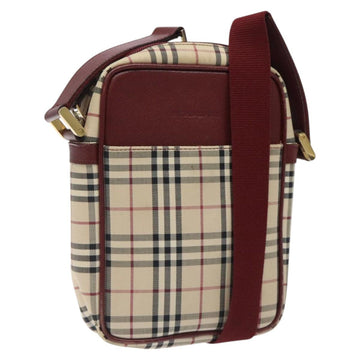 BURBERRY Nova Check Shoulder Bag Canvas Beige Gold Auth 123788