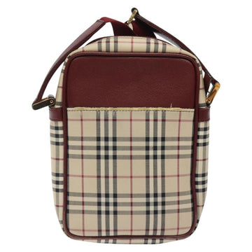 BURBERRY Nova Check Shoulder Bag Canvas Beige Gold Auth 123788 - 0