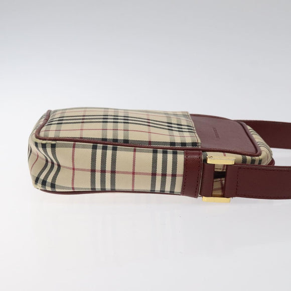 BURBERRY Nova Check Shoulder Bag Canvas Beige Gold Auth 123788