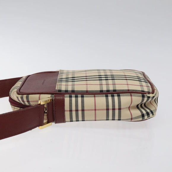 BURBERRY Nova Check Shoulder Bag Canvas Beige Gold Auth 123788