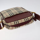 BURBERRY Nova Check Shoulder Bag Canvas Beige Gold Auth 123788-6