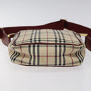 BURBERRY Nova Check Shoulder Bag Canvas Beige Gold Auth 123788-5