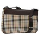 BURBERRY Nova Check Shoulder Bag Canvas Beige Silver Auth 123791-1