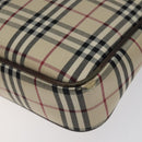 BURBERRY Nova Check Shoulder Bag Canvas Beige Silver Auth 123791-9