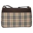 BURBERRY Nova Check Shoulder Bag Canvas Beige Silver Auth 123791-13