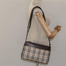 BURBERRY Nova Check Shoulder Bag Canvas Beige Silver Auth 123791-22