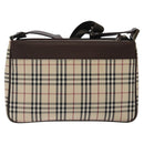BURBERRY Nova Check Shoulder Bag Canvas Beige Silver Auth 123791-2