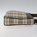 BURBERRY Nova Check Shoulder Bag Canvas Beige Silver Auth 123791-3