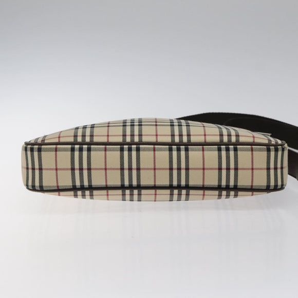 BURBERRY Nova Check Shoulder Bag Canvas Beige Silver Auth 123791