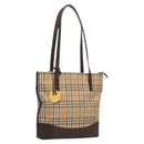BURBERRY Nova Check Shoulder Bag Canvas Beige Gold Auth 123802-1