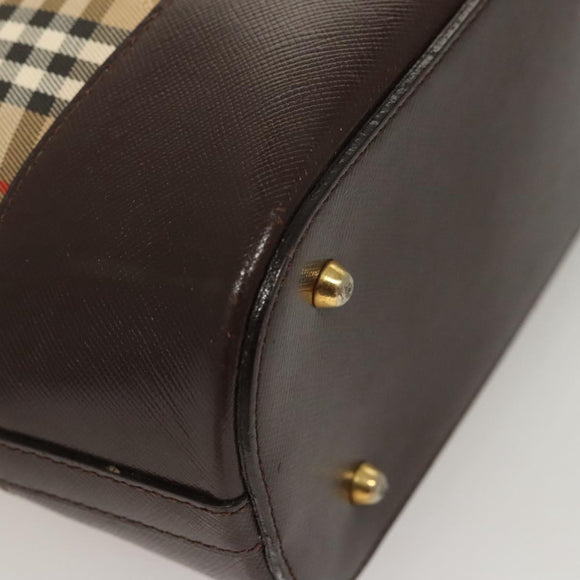 BURBERRY Nova Check Shoulder Bag Canvas Beige Gold Auth 123802