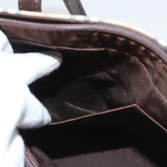 BURBERRY Nova Check Shoulder Bag Canvas Beige Gold Auth 123802