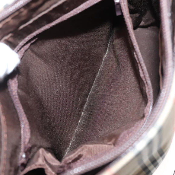 BURBERRY Nova Check Shoulder Bag Canvas Beige Gold Auth 123802