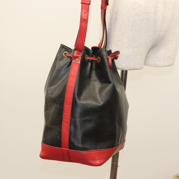 LOUIS VUITTON Epi Noe Shoulder Bag Bicolor Black Red M44017 LV Auth 123803