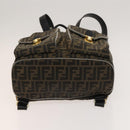 FENDI Zucca Canvas Backpack Black Brown gold Auth 123804-11