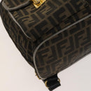 FENDI Zucca Canvas Backpack Black Brown gold Auth 123804-13