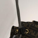 FENDI Zucca Canvas Backpack Black Brown gold Auth 123804-18