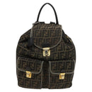 FENDI Zucca Canvas Backpack Black Brown gold Auth 123804-2