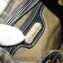 FENDI Zucca Canvas Backpack Black Brown gold Auth 123804-20
