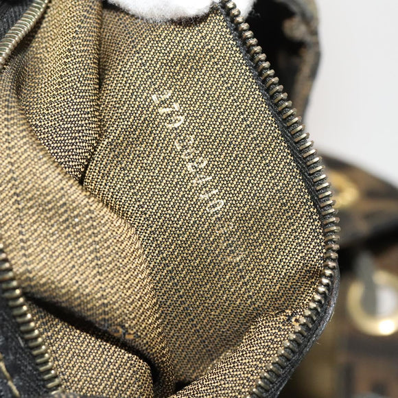 FENDI Zucca Canvas Backpack Black Brown gold Auth 123804