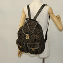 FENDI Zucca Canvas Backpack Black Brown gold Auth 123804-28