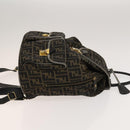 FENDI Zucca Canvas Backpack Black Brown gold Auth 123804-4