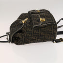 FENDI Zucca Canvas Backpack Black Brown gold Auth 123804-5