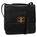 Chloe Shoulder Bag Leather Black Gold Auth 123811-1