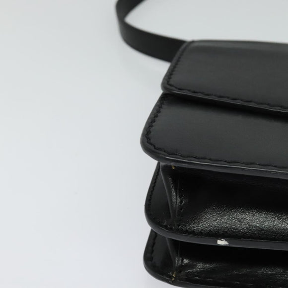 Chloe Shoulder Bag Leather Black Gold Auth 123811