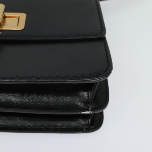 Chloe Shoulder Bag Leather Black Gold Auth 123811