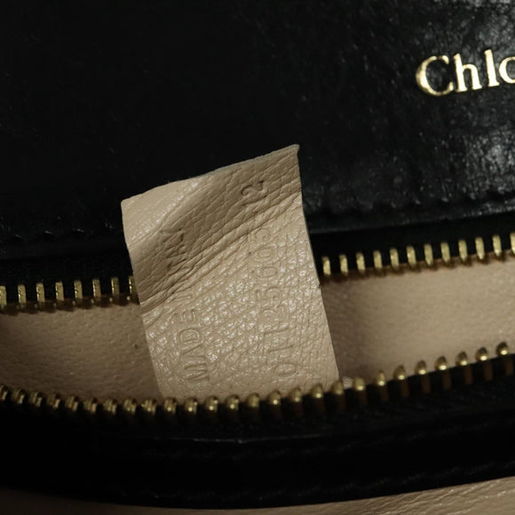 Chloe Shoulder Bag Leather Black Gold Auth 123811