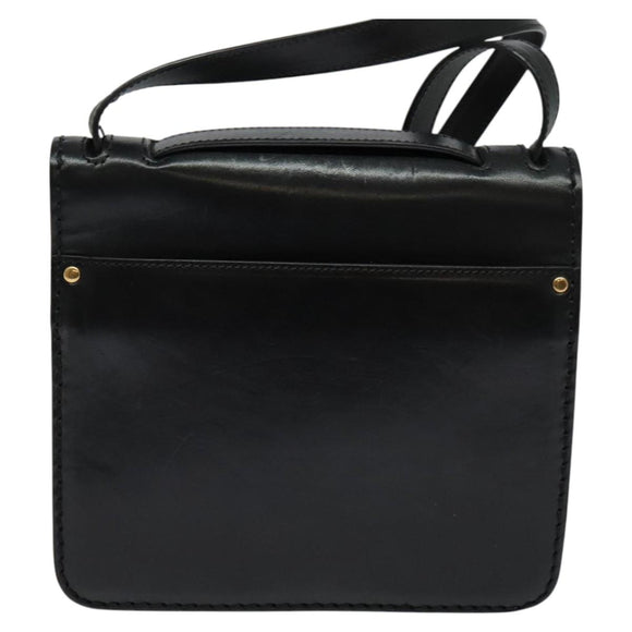 Chloe Shoulder Bag Leather Black Gold Auth 123811