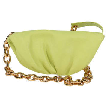 BOTTEGA VENETA The Chain Pouch Leather Yellow Gold Auth 123813AM