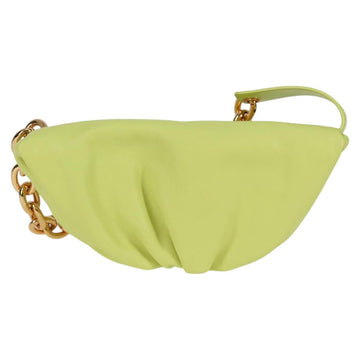 BOTTEGA VENETA The Chain Pouch Leather Yellow Gold Auth 123813AM - 0