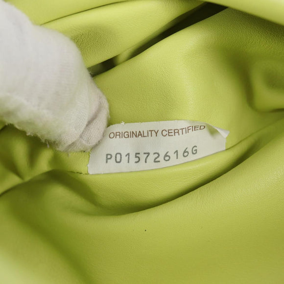 BOTTEGA VENETA The Chain Pouch Leather Yellow Gold Auth 123813AM