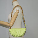 BOTTEGA VENETA The Chain Pouch Leather Yellow Gold Auth 123813AM-23