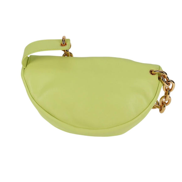 BOTTEGA VENETA The Chain Pouch Leather Yellow Gold Auth 123813AM