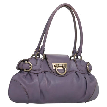 Salvatore Ferragamo Gancini Shoulder Bag Leather Purple Auth 123821