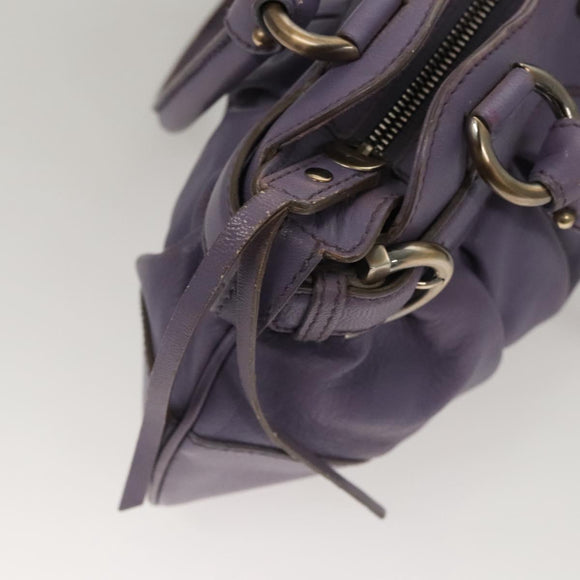 Salvatore Ferragamo Gancini Shoulder Bag Leather Purple Auth 123821