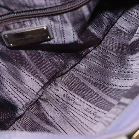 Salvatore Ferragamo Gancini Shoulder Bag Leather Purple Auth 123821