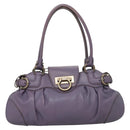 Salvatore Ferragamo Gancini Shoulder Bag Leather Purple Auth 123821-13