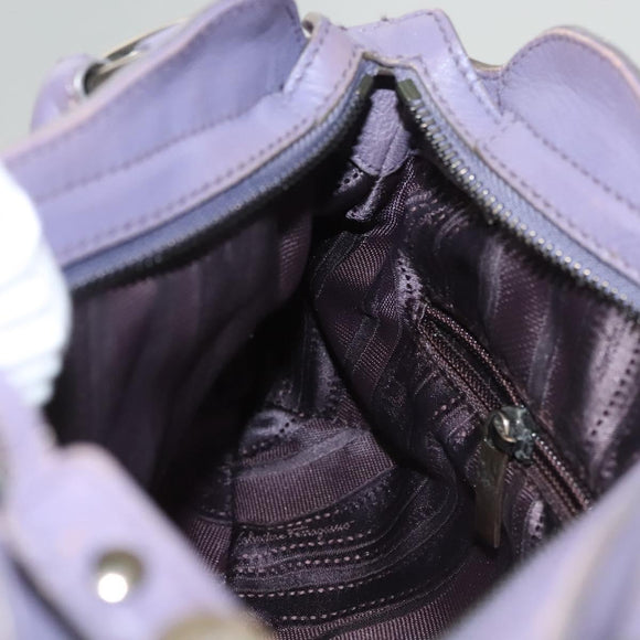 Salvatore Ferragamo Gancini Shoulder Bag Leather Purple Auth 123821